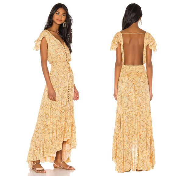 Tiare Hawaii | New Moon Maxi Dress Lovespell Creme Yellow Floral Small - Picture 1 of 10